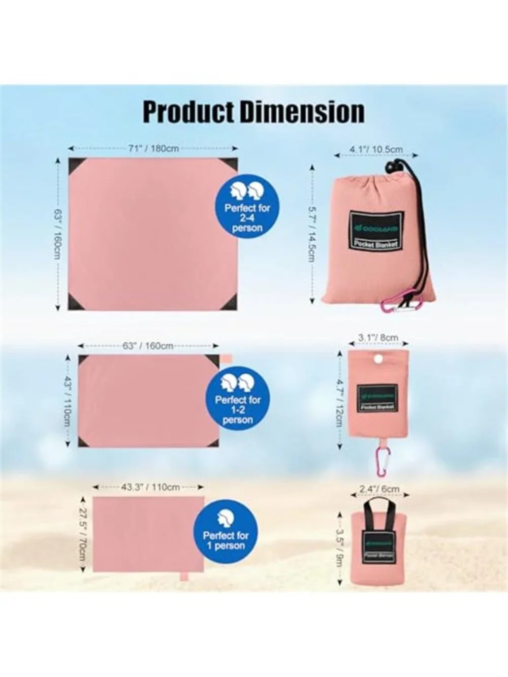 Waterproof Beach Blanket Sandproof Picnic Mat Lightweight Camping Travel Blanket